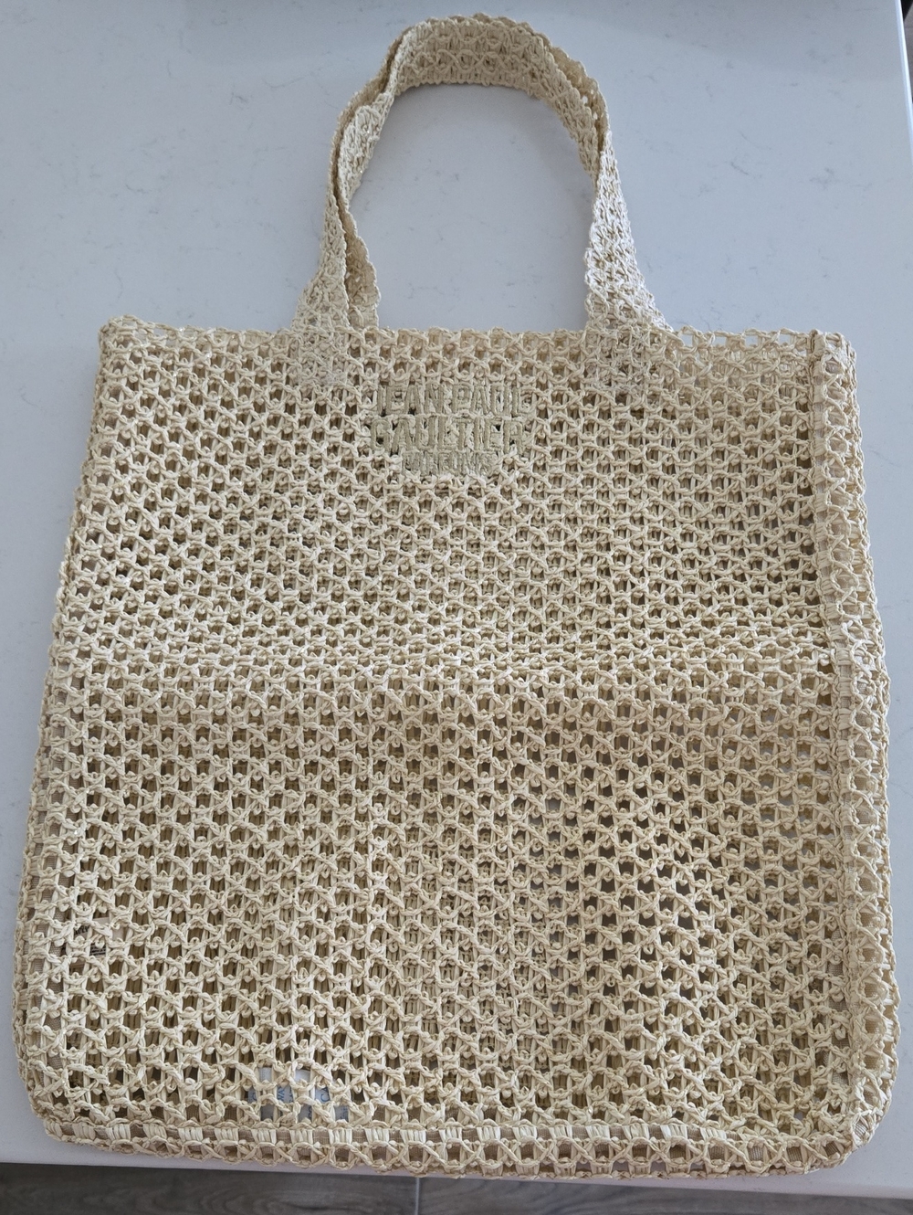 New Never Used Woven Crochet Raffia Tote Bag John Paul Gaultier Natural Staw Bag